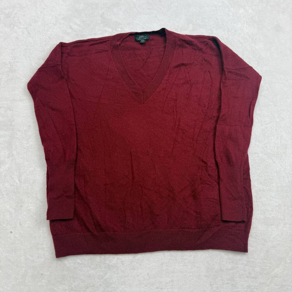 J.Crew Women's V-Neck Sweater Burgundy Size XXS 100% Cashmere Pullover Knit